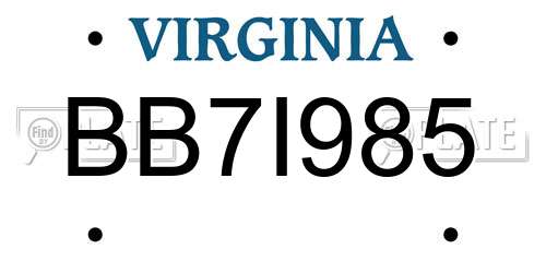 BB7I985 Virginia License Plate