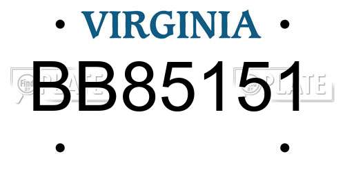 BB85151 Virginia License Plate