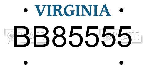 BB85555 Virginia License Plate