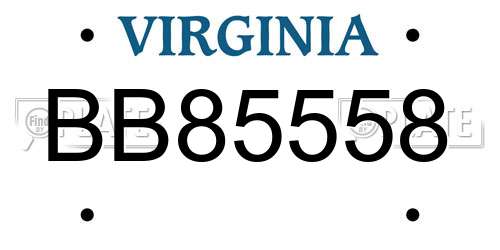 BB85558 Virginia License Plate
