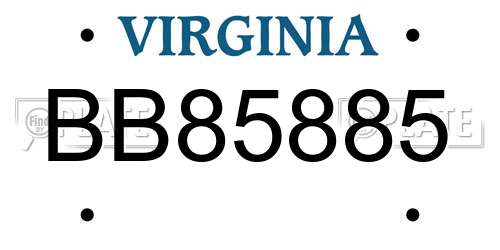 BB85885 Virginia License Plate