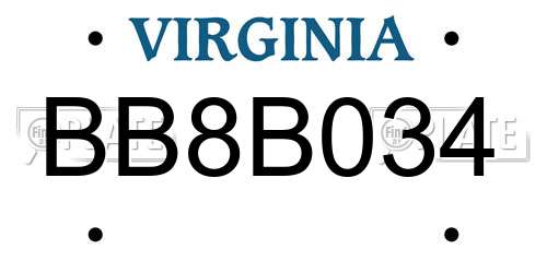 BB8B034 Virginia License Plate