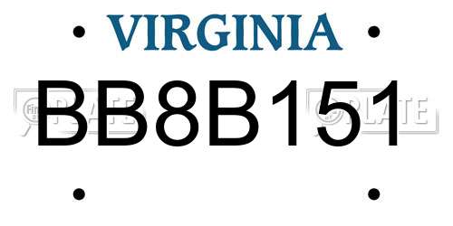 BB8B151 Virginia License Plate