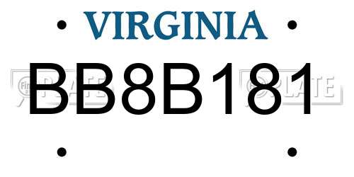 BB8B181 Virginia License Plate