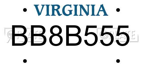 BB8B555 Virginia License Plate