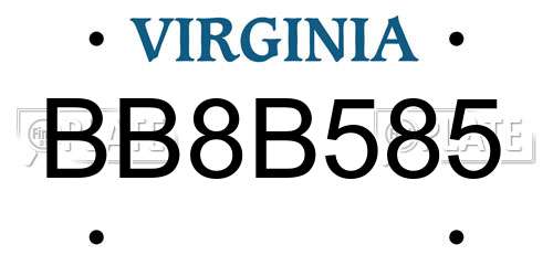 BB8B585 Virginia License Plate