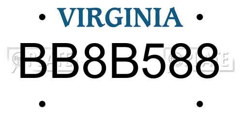 BB8B588 Virginia License Plate