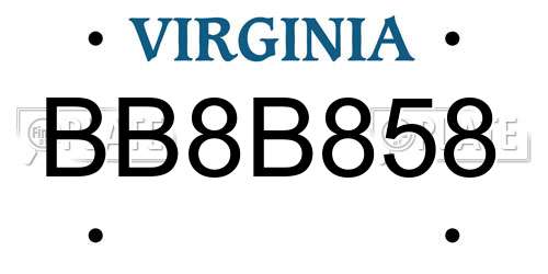 BB8B858 Virginia License Plate
