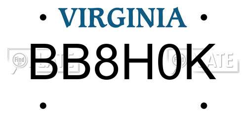 BB8H0K Virginia License Plate