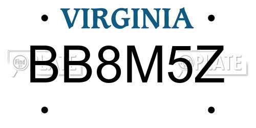 BB8M5Z Virginia License Plate
