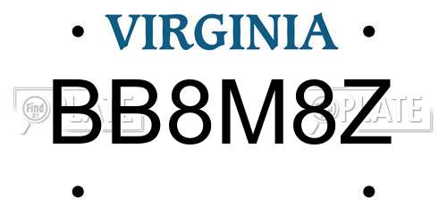 BB8M8Z Virginia License Plate