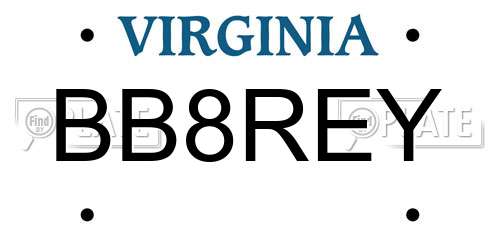 BB8REY Virginia License Plate