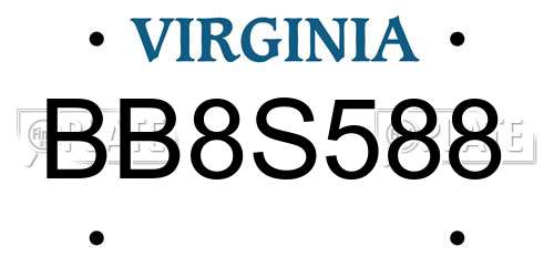 BB8S588 Virginia License Plate