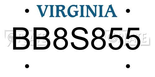 BB8S855 Virginia License Plate
