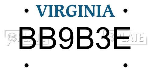 BB9B3E Virginia License Plate