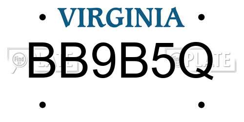 BB9B5Q Virginia License Plate
