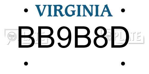 BB9B8D Virginia License Plate