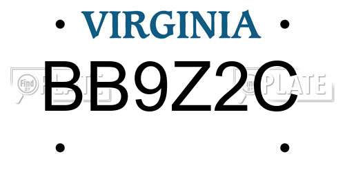 BB9Z2C Virginia License Plate
