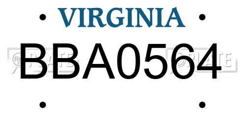 BBA0564 Virginia License Plate