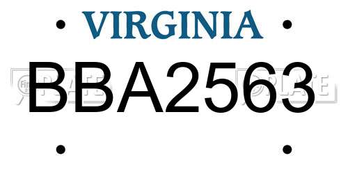 BBA2563 Virginia License Plate