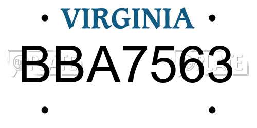 BBA7563 Virginia License Plate