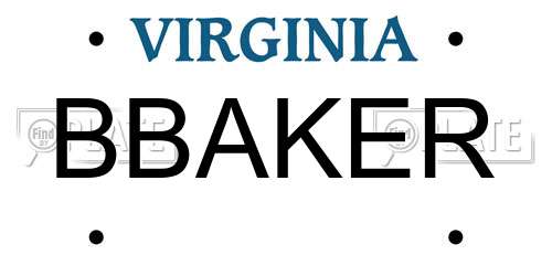 BBAKER Virginia License Plate