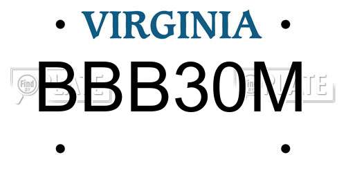 BBB30M Virginia License Plate