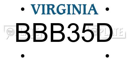 BBB35D Virginia License Plate