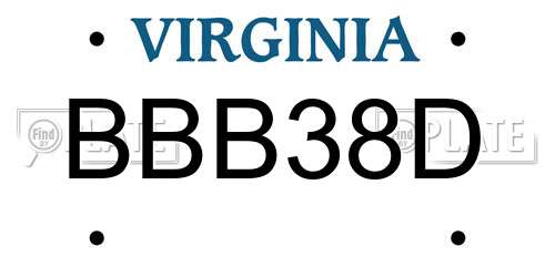 BBB38D Virginia License Plate