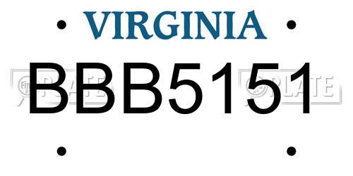 BBB5151 Virginia License Plate