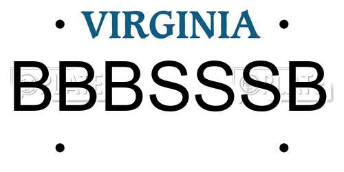 BBBSSSB Virginia License Plate