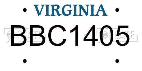 BBC1405 Virginia License Plate