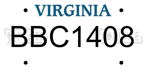 BBC1408 Virginia License Plate