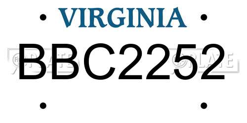 BBC2252 Virginia License Plate