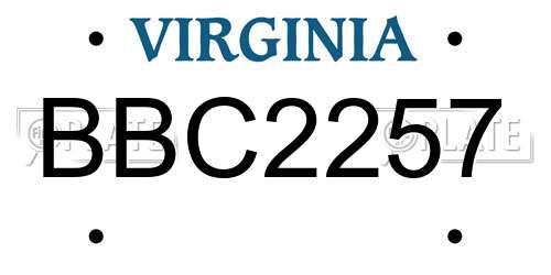 BBC2257 Virginia License Plate