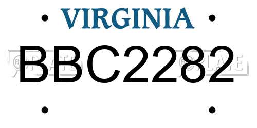 BBC2282 Virginia License Plate