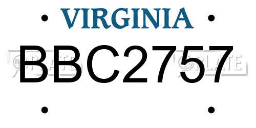 BBC2757 Virginia License Plate