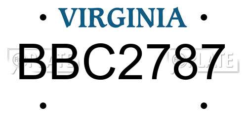 BBC2787 Virginia License Plate