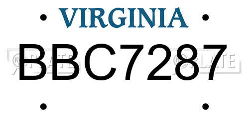 BBC7287 Virginia License Plate