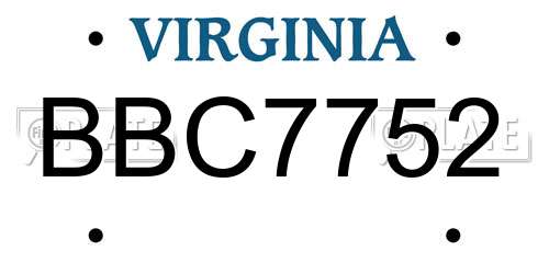 BBC7752 Virginia License Plate