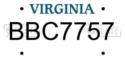 BBC7757 Virginia License Plate