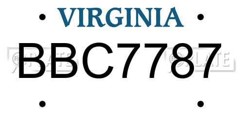 BBC7787 Virginia License Plate