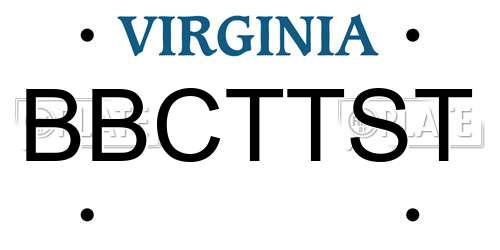 BBCTTST Virginia License Plate