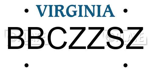 BBCZZSZ Virginia License Plate