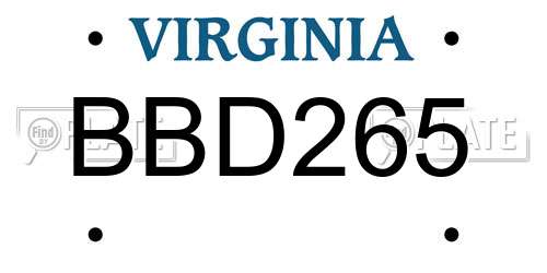 BBD265 Virginia License Plate