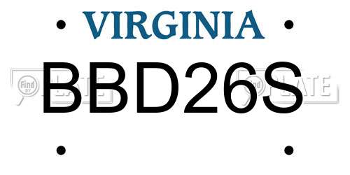BBD26S Virginia License Plate