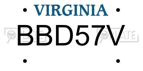 BBD57V Virginia License Plate
