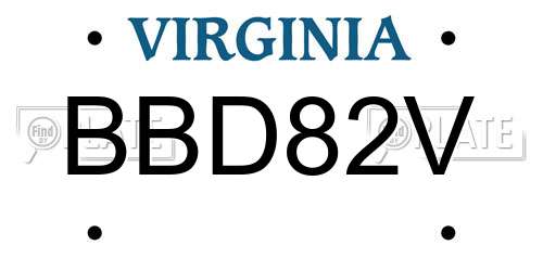 BBD82V Virginia License Plate