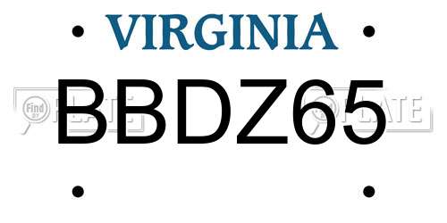 BBDZ65 Virginia License Plate
