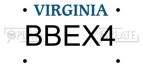 BBEX4 Virginia License Plate